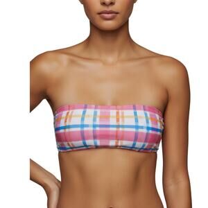Suboo Brigitte Bandeau Bikini Top Multi Plaid Women Size XS NWT